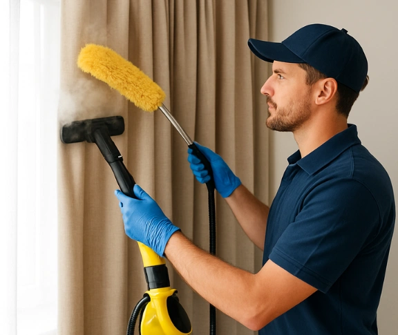 Trusted blind cleaning technician Matty Curtain Cleaning main-beach QLD