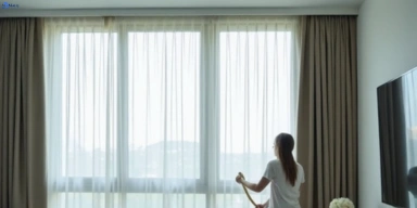 Delicate sheer drape cleaning main-beach Matty Curtain Cleaning
